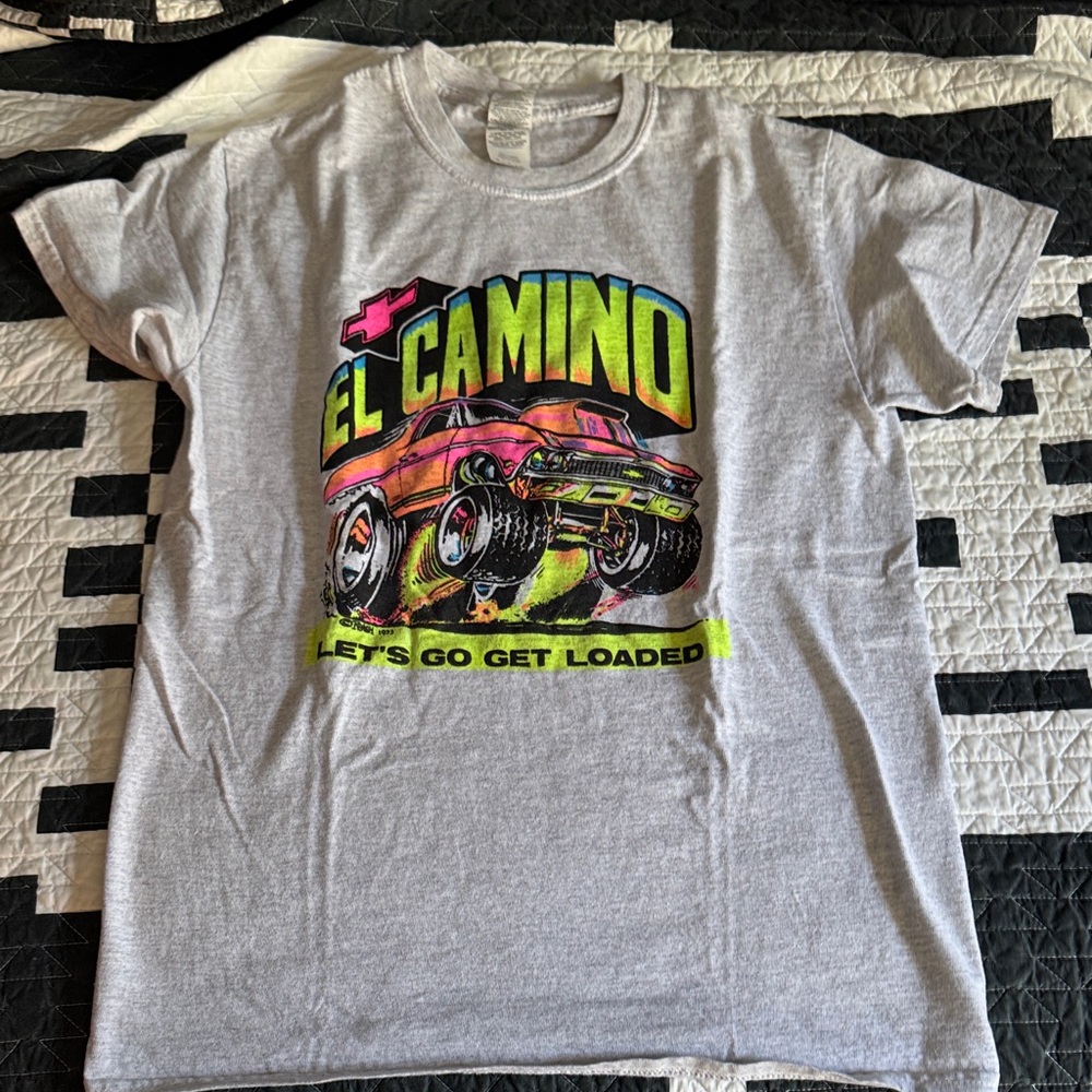 El Camino vintage transfer on modern gray t shirt S small